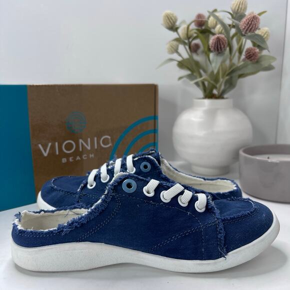 Vionic Beach Breeze Canvas Slip On Sneaker Blue Women 5M - Picture 6 of 10